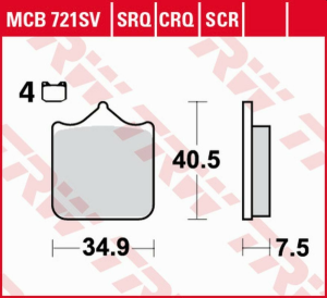 Placute frana fata TRW Carbon RACING APRILIA RSV 1000 MILE / R '01 -'03/RSV 1000R '04 -'10/DUCATI 748/749/996/998/999 '01 -'07/KTM 690 SM / SMC '08 -'16/LC8 950/990 SUPERMOTO / SUPERDUKE '05 -'13/TRIUMPH SPEED TRIPLE 1050 '08 -'15