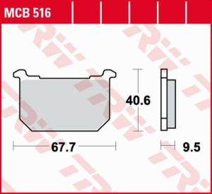 Placute frana spate TRW Organice KAWASAKI GPZ 400/500 '82 -'84/GPZ / Z 550 '80 -'82/GT / GPZ / Z / LTD 750 '80 -'85/Z 1000 '81/GPZ / Z 1100 '81 -'83