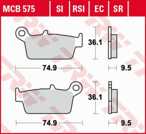 Placute frana spate TRW Organice ECO HONDA CR 125R / 250R / 500R '87 -'01/ XR 400R '96 -'03/ XR 600 / 650L / R '93 -'07/KAWASAKI KX 125/250/500 '95 -'08