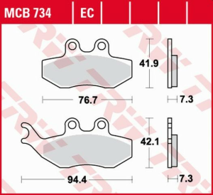 Placute frana fata TRW Organice APRILIA SX 50 '14-/YAMAHA DT 50 '04-'08/TZR 50 '03-'20/XT 125 '05-'11