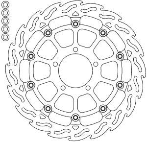 Halo Series Floating Racing Rotor Black, Silver, Stainless Steel