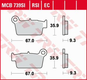 Placute frana spate TRW Organice APRILIA RXV / SXV 450/550 '06 -'15/BETA RR 125/200/250/300/350/390/400 '09 -/KAWASAKI KX-F 250/450 '04 -/KLX 450R '07 -/SUZUKI RM-Z 250/450 '04 -/YAMAHA YZ 125/250 '03 -'06/WR-F / YZ-F 250/450 '03 -'15