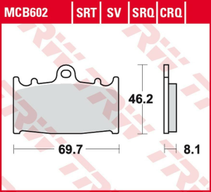 Placute frana fata TRW Carbon RACING HUSABERG FS 450 '03 -'05/FS 650 '01 -'05/KAWASAKI ZZR 500 '90 -'05/SUZUKI RGV 250 '91 -'95/GSX-R 400 '88 - '90/GSX-R 750 '00 -'03