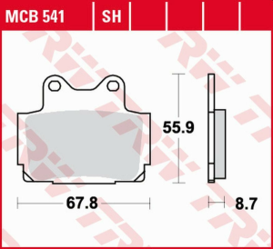 Placute frana spate TRW Sinterizate STREET YAMAHA FZR 250 '87 -'88/TZR '85 -'92/FZ 600 '86 -'87/FZS 600 FAZER '98 -'03/XJ 600N / S DIVERSION '92 - '03