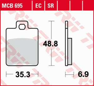 Placute frana spate TRW Organice CPI GTR 50/200 '03 -/GTR 125 '03 -'14/GILERA STALKER 125 '97 -'06/PIAGGIO FLY 100 '06 -/ PEUGEOT SPEEDFIGHT 50 '96 -'09/TWEET 125 '13 -/SYM SYMPHONY 125 '10 -