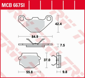 Placute frana spate TRW Sinterizate OFFROAD APRILIA MX 125 '03 -'07/RX 125 '00 -'01/ CAGIVA WMX 125 '89 -