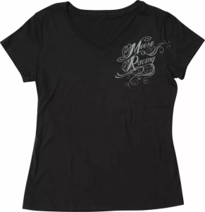 MOOSE RACING Women's Flourish Script T-shirt Black 