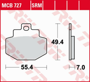 Placute frana spate TRW Organice BENELLI ADIVA 125/150 '00 -'06/PIAGGIO GTX / HEXAGON 125 '00 -'03/VESPA GTS '07 -/GTV 125 '07 -'09/GTS 150 '17 -/BILISSIMA 125 '14 -'16/RED 125 '17 -