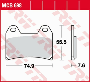 Placute frana fata TRW Organice HONDA CB 400 SUPER FOUR '97 -/BMW R NINE T '16 -'18/DUCATI 748/996 '98 -'07/MULTISTRADA 1200 '10 -'18/YAMAHA XT 660X '04 - '16