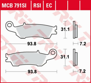 Placute frana fata TRW Organice YAMAHA YZ 125 '08 -/WR-F 250/450 '15 -/YZ-F 450 '08 -