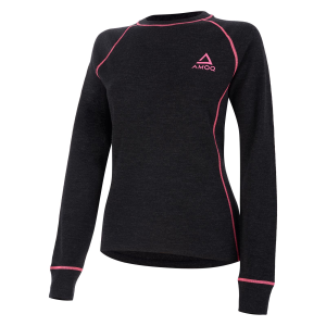 AMOQ 100% Merino W's Base Layer Jersey Gray/Pink XS