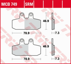 Placute frana spate TRW Organice APRILIA RED ROSE 125 '87 -'94/SCARABEO 500 '03 -'09/HONDA CRM 125 '90 -'99/NSR 125 '88 -'01/CMX 250 '97 -'00/MOTO GUZZI V7 750 '12 -'21/V9 BOBBER '16 -'21