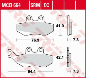 Placute frana fata TRW Organice APRILIA RS 50 '99-'10/RX 50 '95-'06/PEGASO 125 '92-'95/RX 125 '92-'99