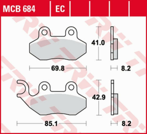 Placute frana fata TRW Organice PEUGEOT TWEET 50/125 '10 -/CITY STAR / TWEET 125 '10 -/TWEET 150 '15 -/SYM ALLO / CROX 50 '11 -/JET/JET 4 50 '97 -/MASK 50 '00 -/CROX 125 '14 -/HD 125 '09 -'17/SYMPHONY 125/200 '09 -'17