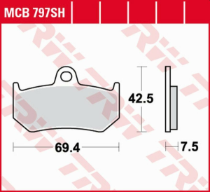 Placute frana spate TRW Sinterizate STREET MV AUGUSTA F4 BRUTALE / STRADA / SPR 750 '00 -'05/F3 800RC / RR '16 -/BRUTALE 910 '05 -'09/F4 1000 '04 -/BRUTALE 1090 '10 - '17