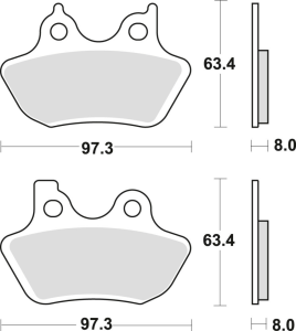 Placute frana fata TRW Sinterizate STREET HARLEY-DAVIDSON XL / XLH 883 '99-'03/XL 1200 '00-'03/FLHR / FLHT / FLSTC / FLTRI / FXDWG / FXSTI 1450 '99-'06/FLHR / FLSTC / FXDC / FXSTB 1584 '07- '12/ FXDFSE / FXDSE 1800 '07-'10